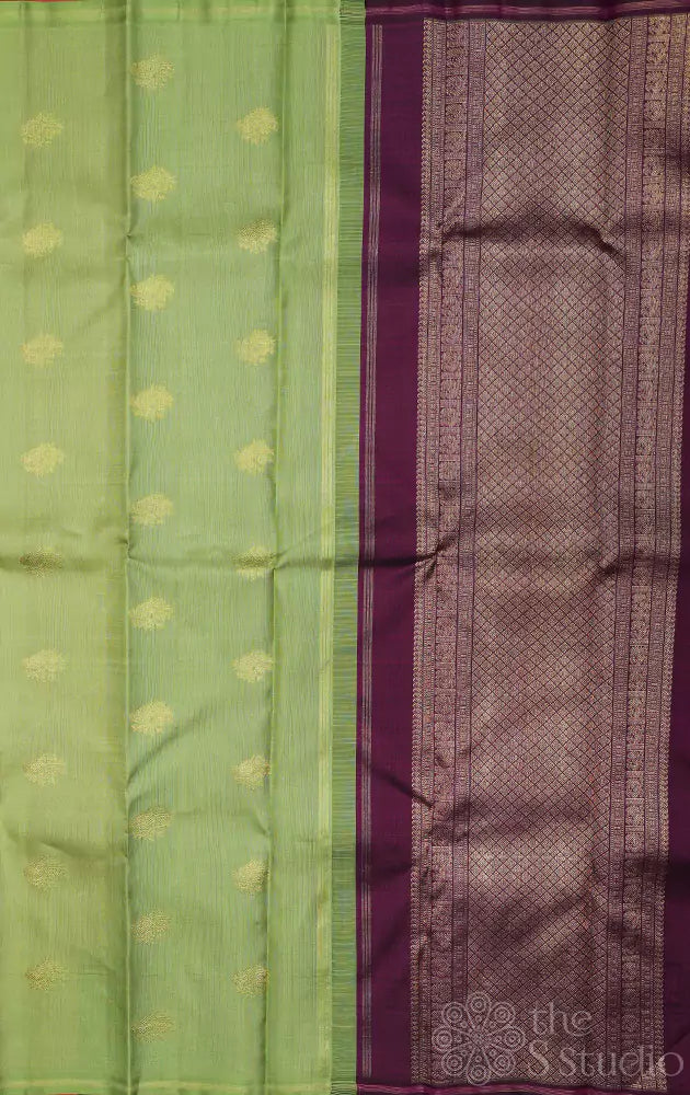 Orange bird motifs kanjivaram saree with double pallu