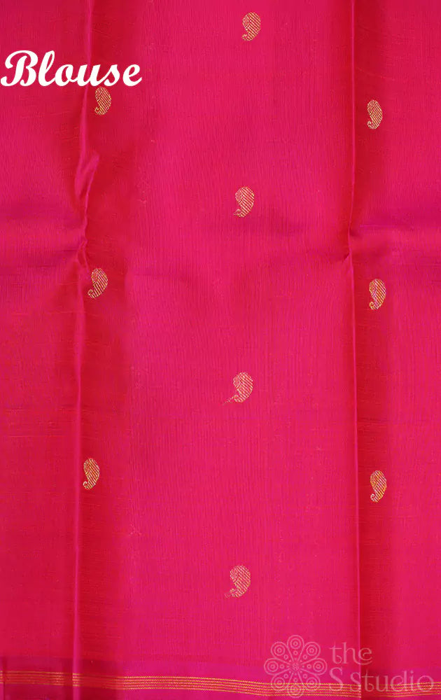 Chutney green kanchipuram silk saree with bird motifs and double pallu