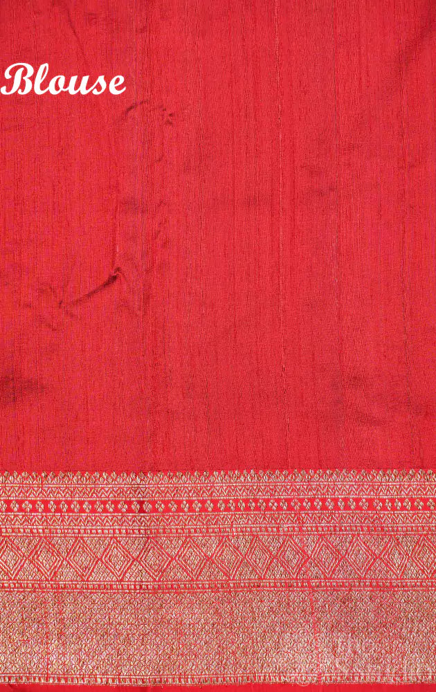 Rama blue raw silk banarasi silk saree with red border