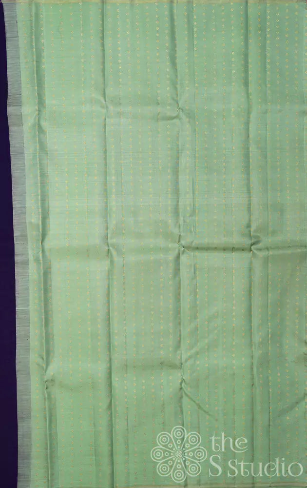 Aubergine violet kanchipuram silk saree with lotus motifs