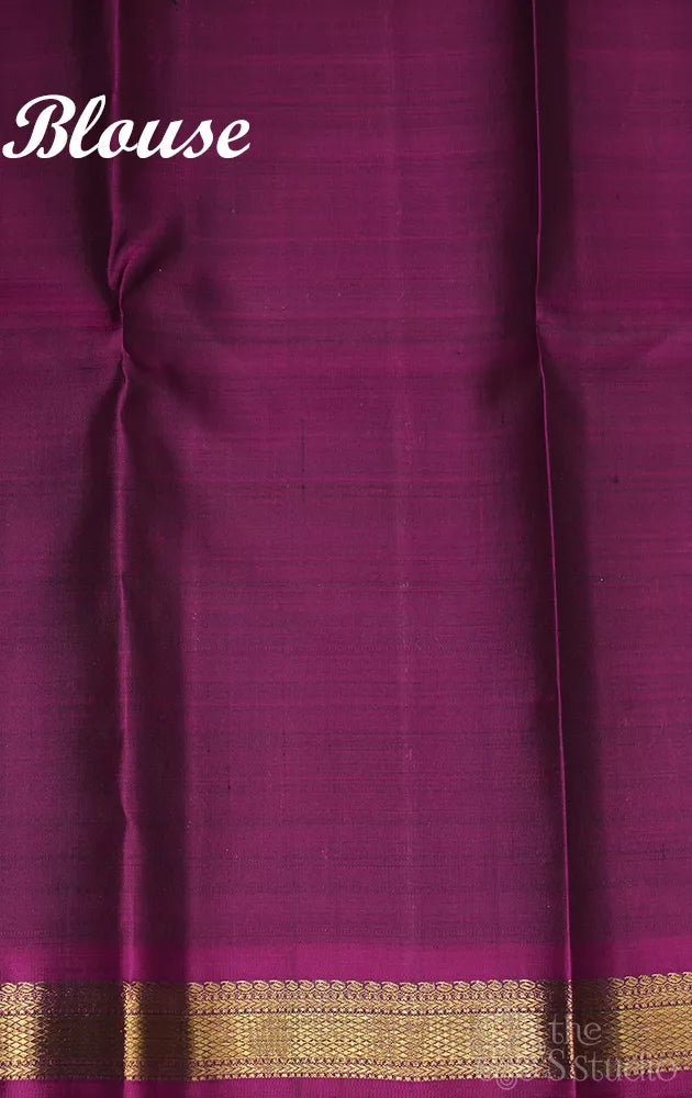 MS blue silk saree with magenta small border