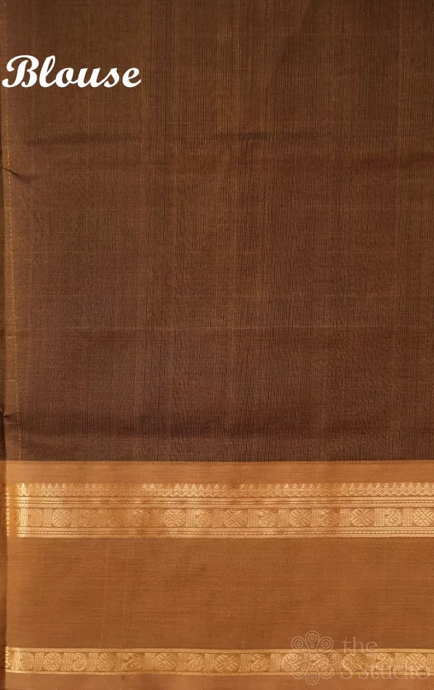 Methi green checked silk cotton saree with rettaipet border