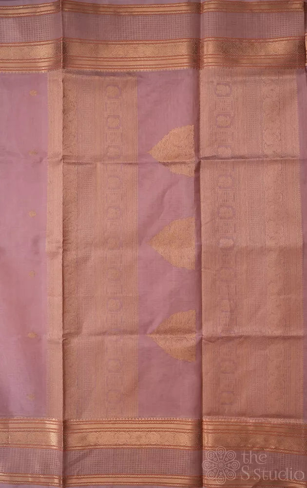 Onion pink silk cotton saree with rettaipet border