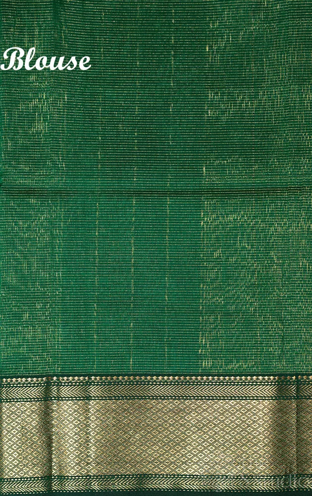 Green maheshwari silk cotton saree with zari border