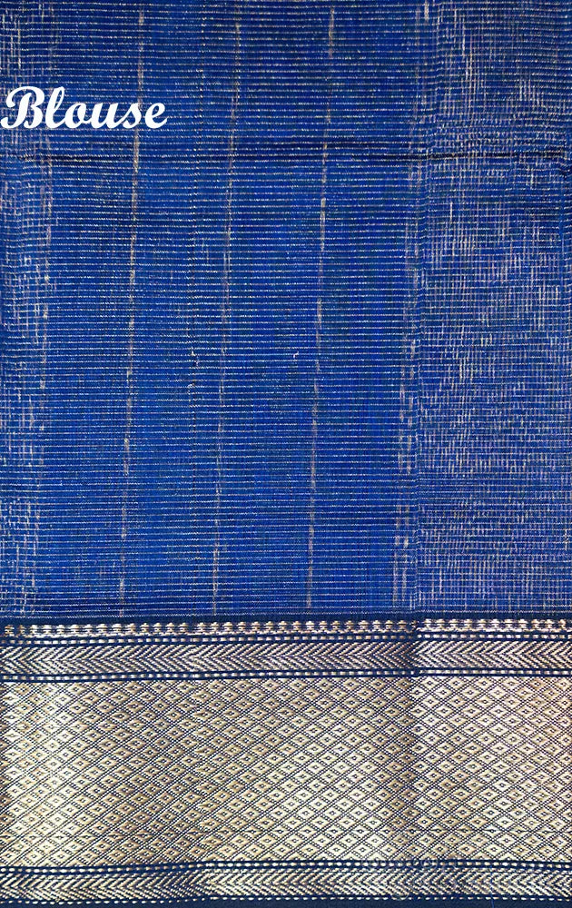 Royal blue zari checked maheshwari silk cotton saree