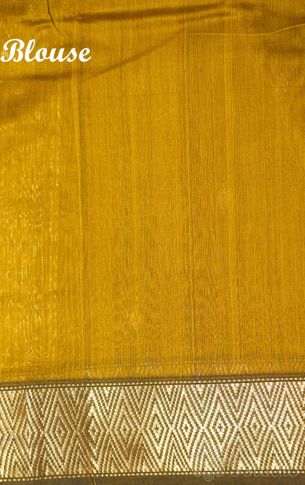 Methi green maheshwari silk cotton saree with zari border