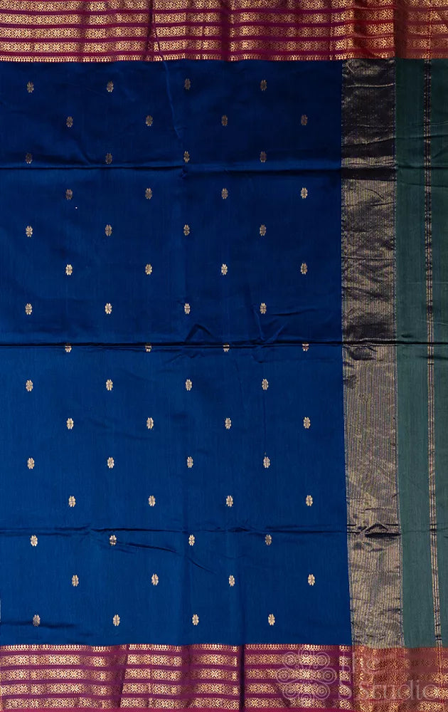 Grey maheshwari silk cotton saree with small zari border