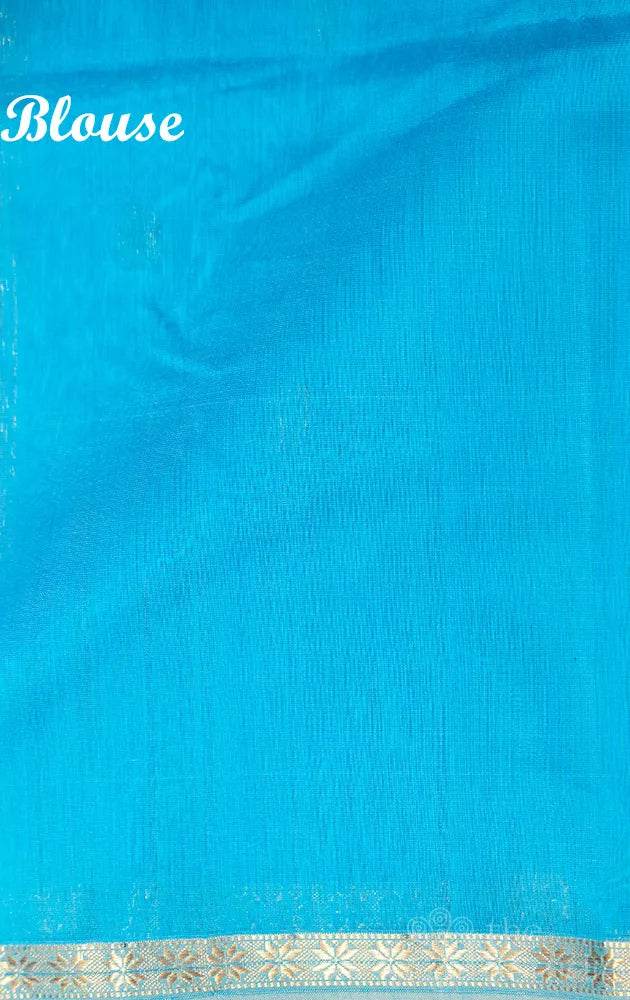 Peach maheshwari silk cotton saree with contrast pallu