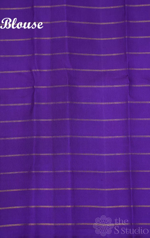 Paalum Pazhamum checks kanchi silk saree with violet pallu