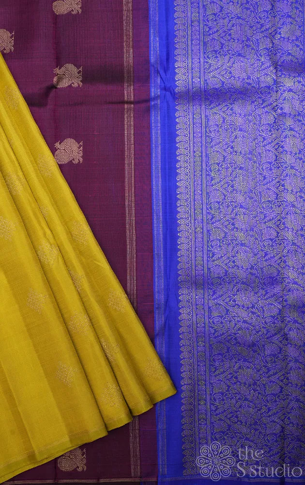 Sampanga green kanjivaram silk saree with double pallu