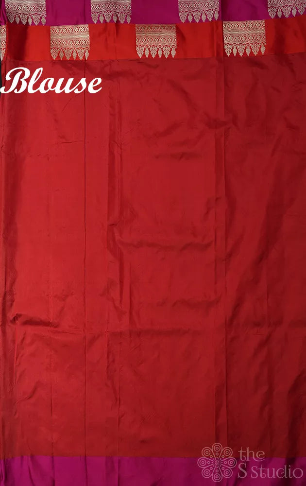 Black katan banarasi silk saree with double colour border