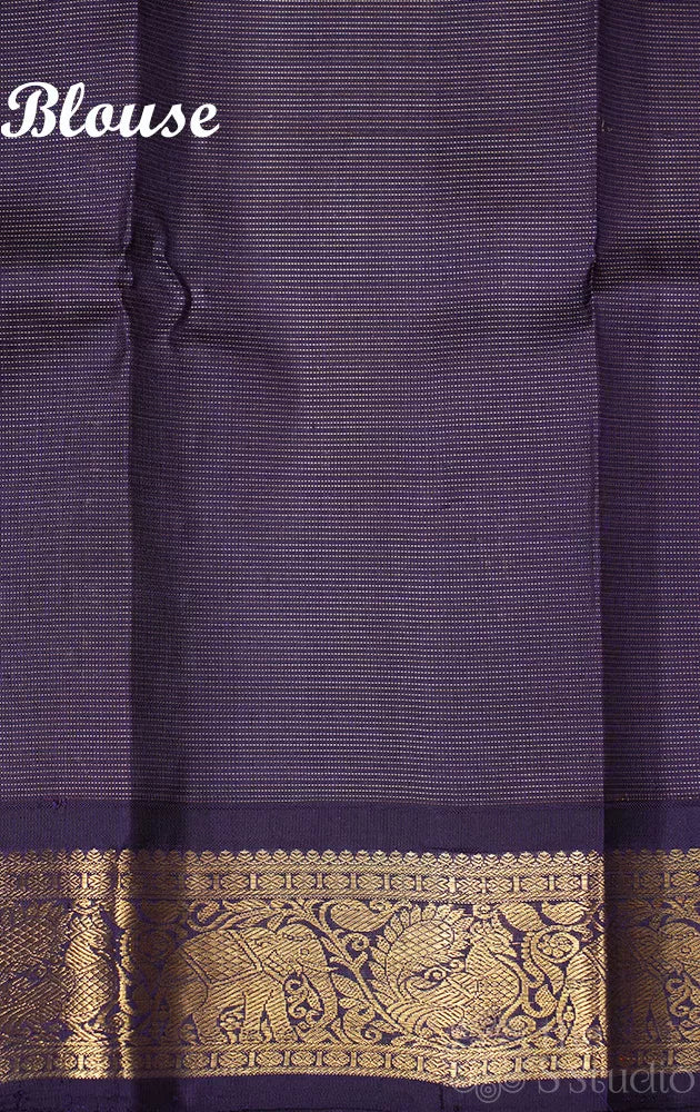 Mango yellow kolam butta vaira oosi kanchi silk saree with korvai border