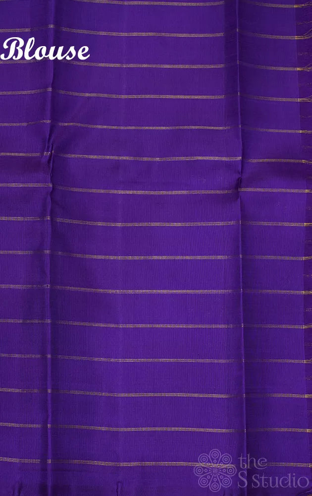 Paalum Pazhamum checks kanchipuram silk saree with lotus zari buttas