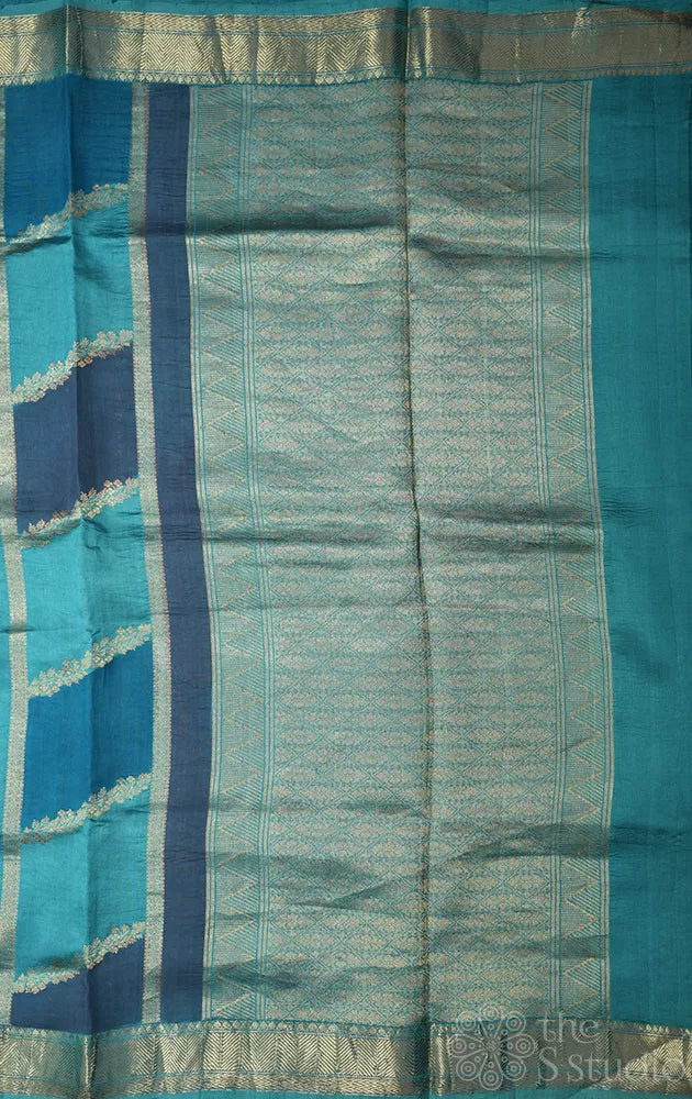 Sea blue and ink blue rangkaat katan banarasi silk saree