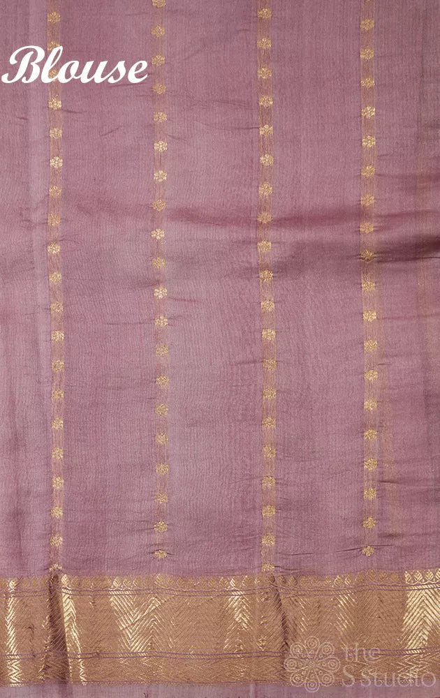 Lavender and dark magenta katan banarasi silk saree with rangkaat design