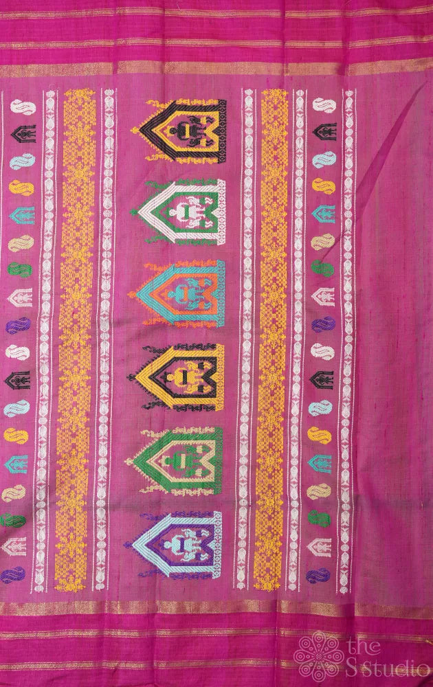 Light green raw silk saree with pink border