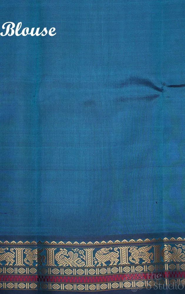 Anandha blue kanchi threadwork silk saree with small border