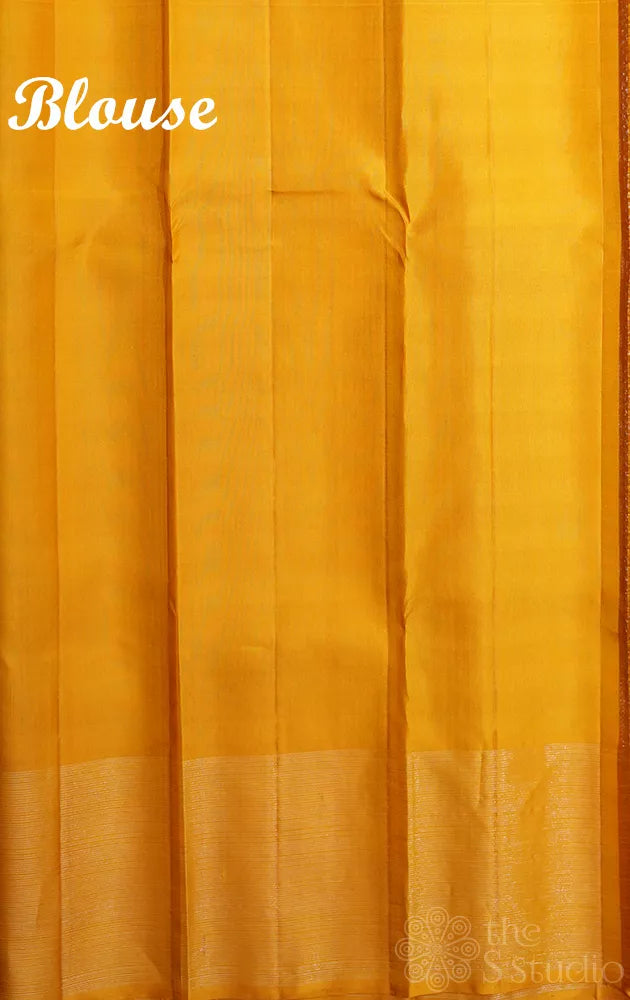 Violet soft silk saree with mustard border