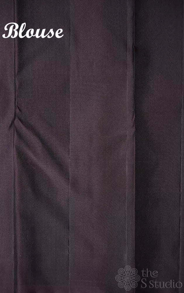 Peach light weight silk saree with brown deer butta border