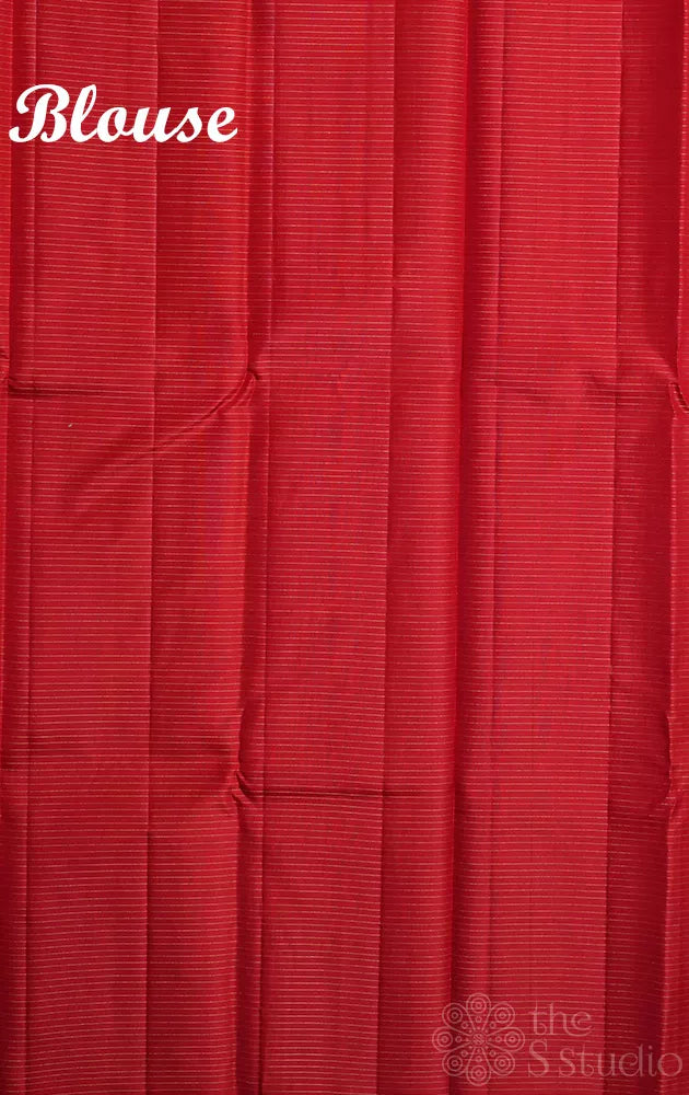 Yellow zari checked light weight silk saree with red border