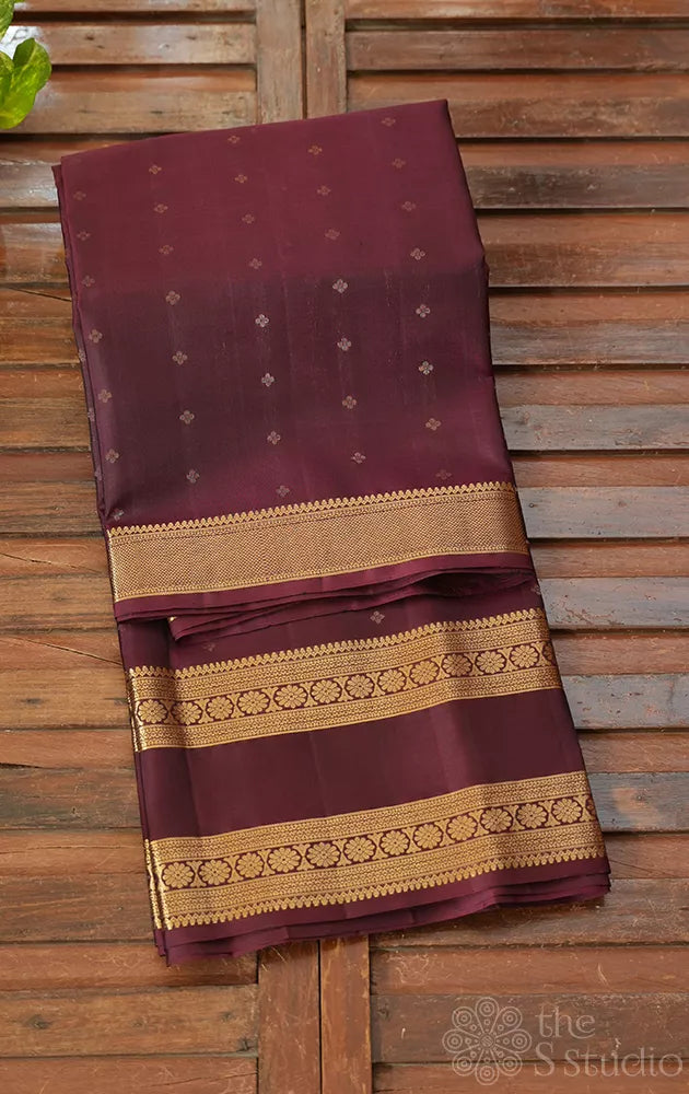 Brown soft silk saree with rettaipet border