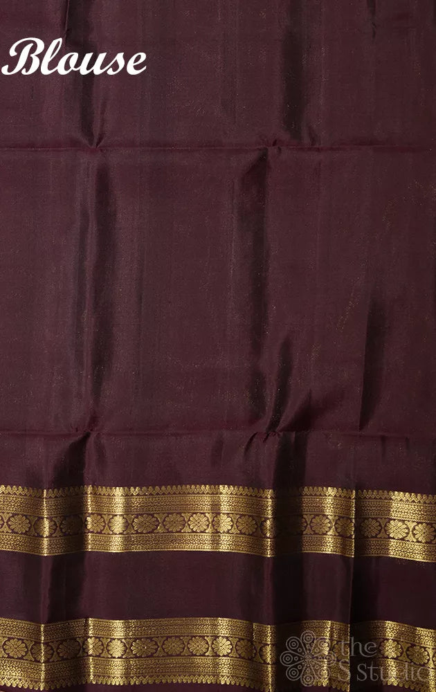 Brown soft silk saree with rettaipet border