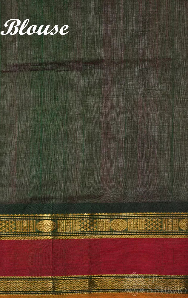 Onion pink plain silk cotton saree with green korvai border