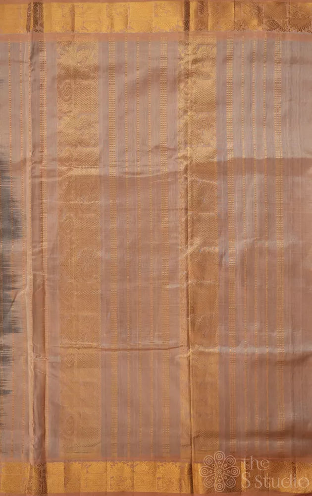 Royal blue ten yards silk cotton saree with beige zari border