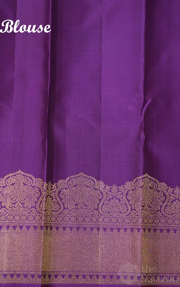 Violet bridal kanchi silk saree with zari border