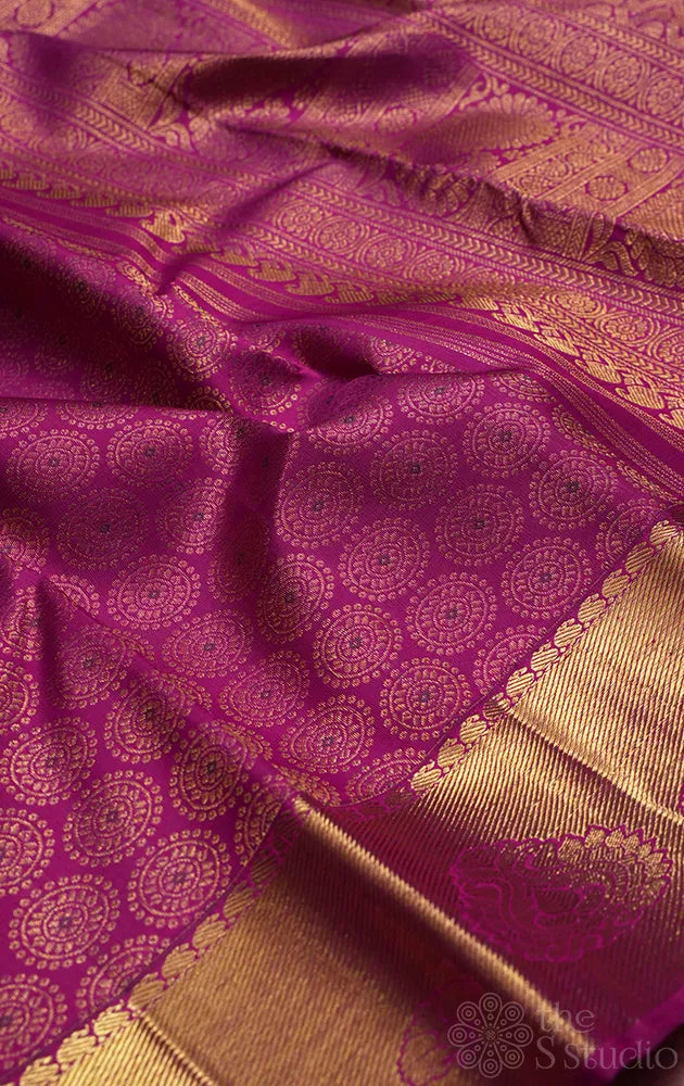 Vadamalli kanchi silk saree with all over designs and zari rich border