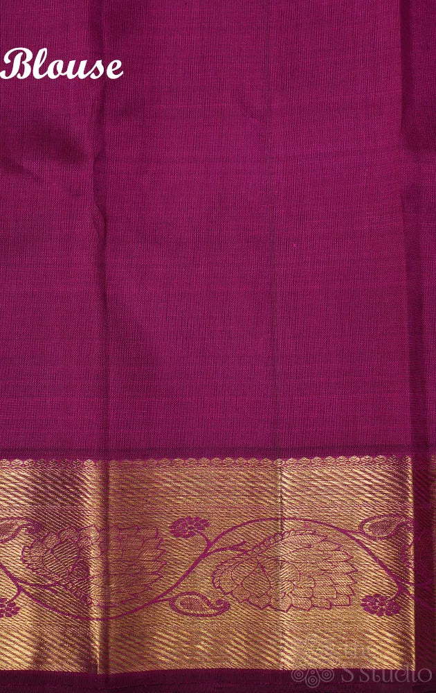 Purple zari buttas kanchi silk saree with self border