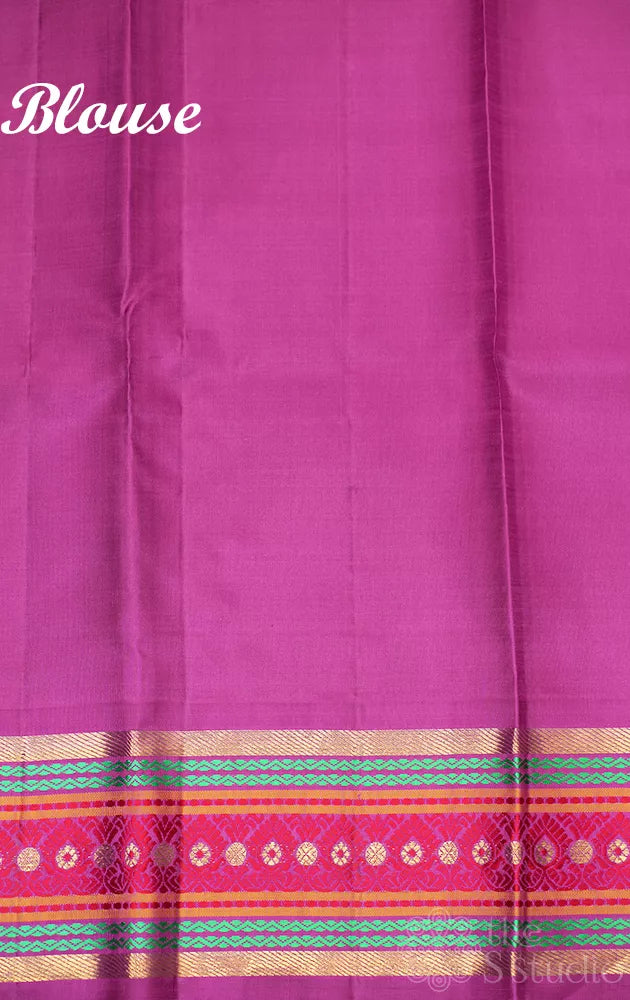 Lavender traditional adai woven kanjivaram silk with veldhari lines