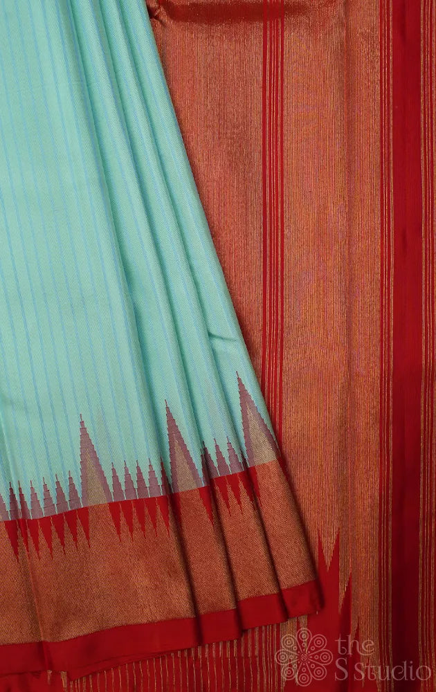 Turquoise green 8 kol korvai kanchipuram silk saree