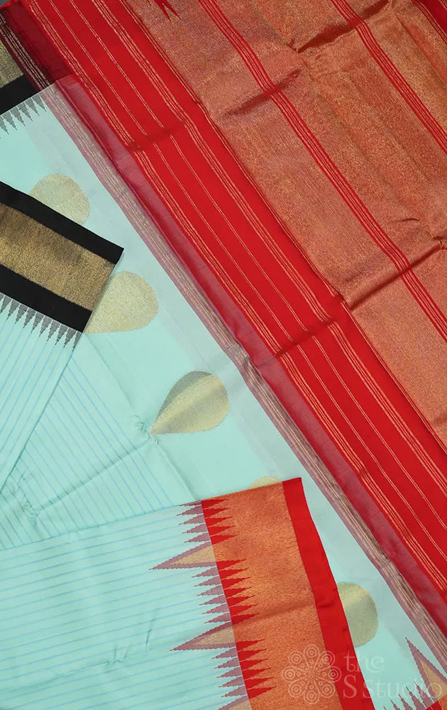 Turquoise green 8 kol korvai kanchipuram silk saree