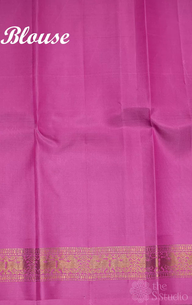 Betel nut brown kanchipuram silk saree with meena buttas