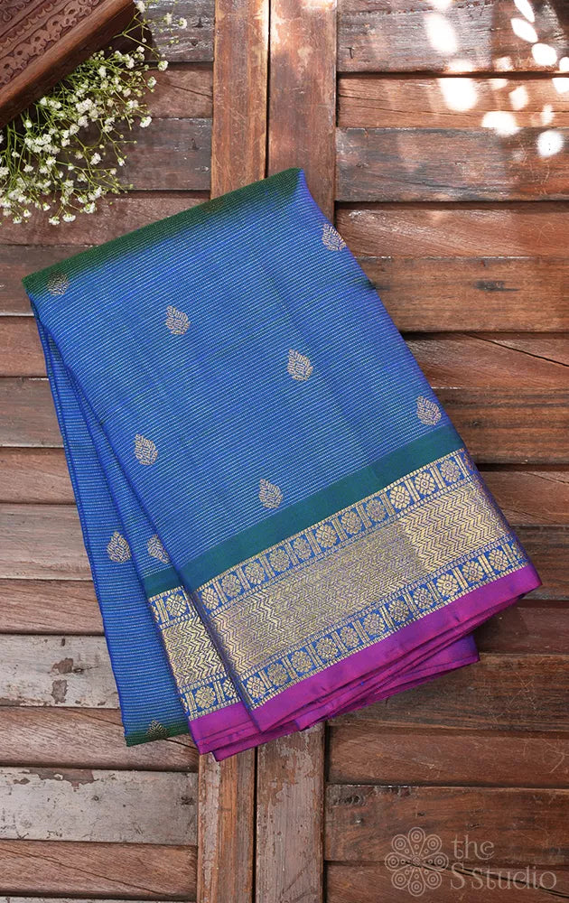 Peacock blue vairaoosi kanjivaram silk saree