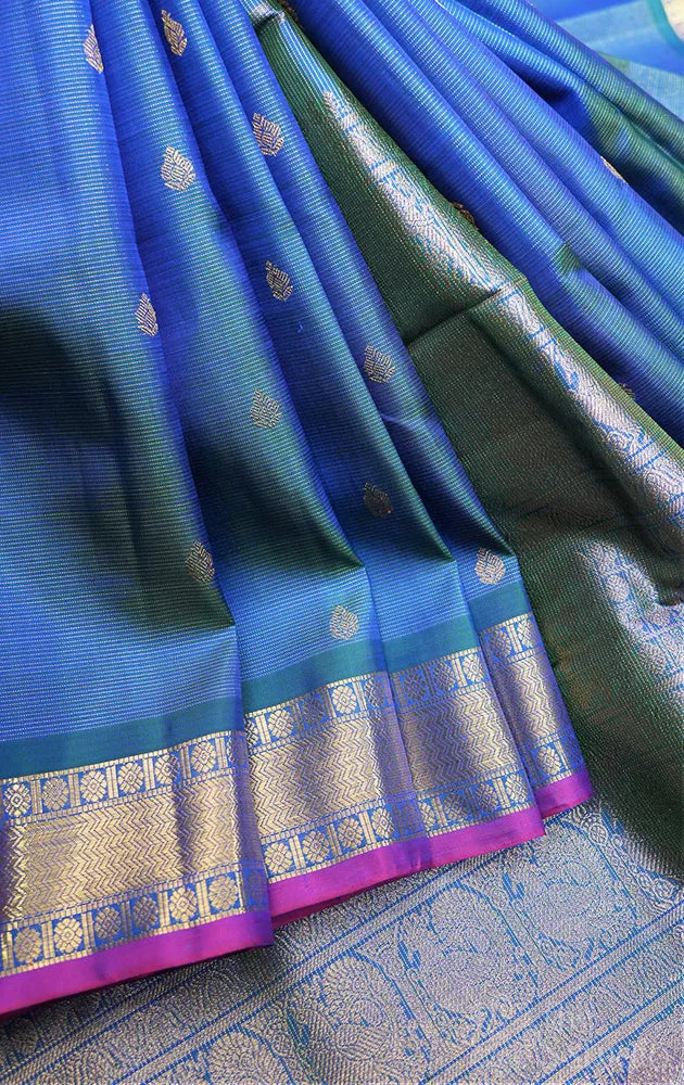 Peacock blue vairaoosi kanjivaram silk saree