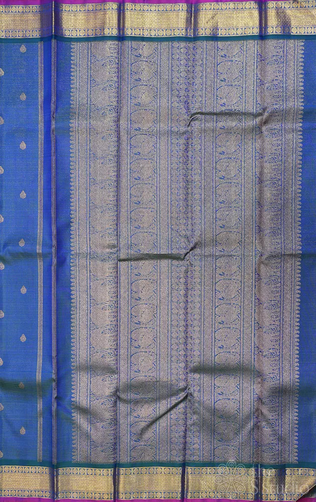 Peacock blue vairaoosi kanjivaram silk saree
