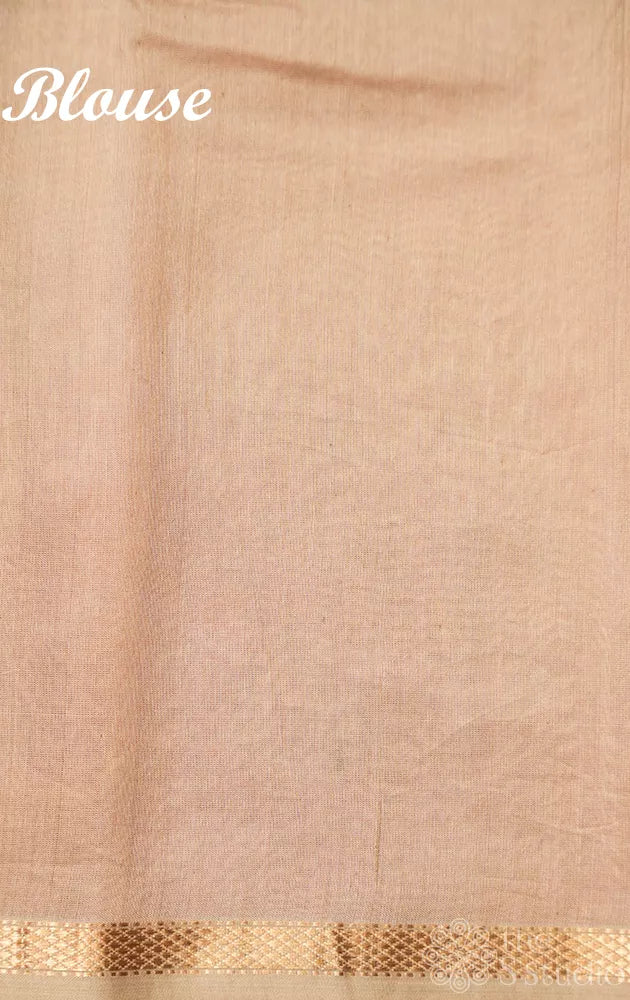 Lavender maheshwari silk cotton saree with block printing on border