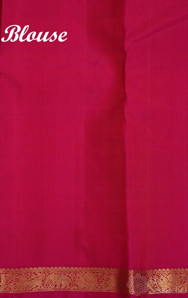 Pomegranate pink kora kanchipuram silk saree with small border