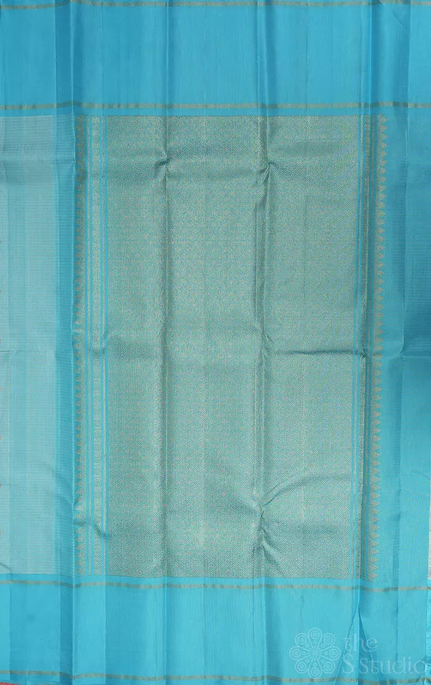 Light blue kanchi silk saree with sky blue border