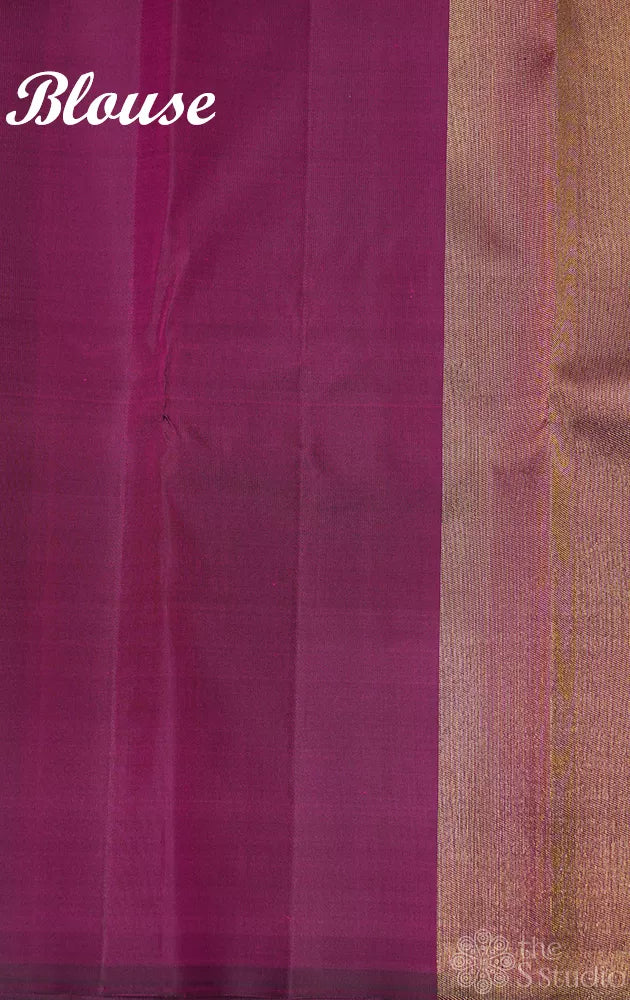 Purple kanjivaram silk saree with buttas and seepu reku border
