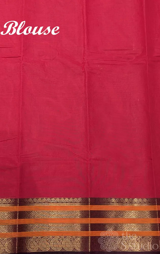 Red kanchi cotton saree with varisaipet zari border