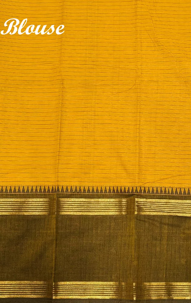 Sampanga green checked kanchi cotton saree with methi green border