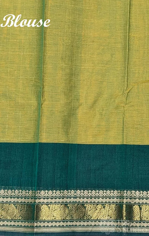 Light green kanchi cotton saree with zari checks