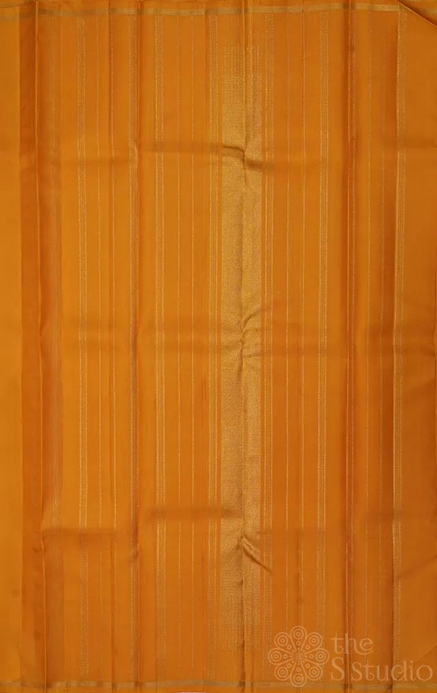 Yellow plain kanchi silk saree with simple pallu