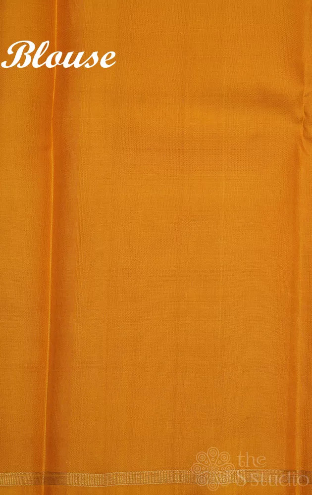 Yellow plain kanchi silk saree with simple pallu