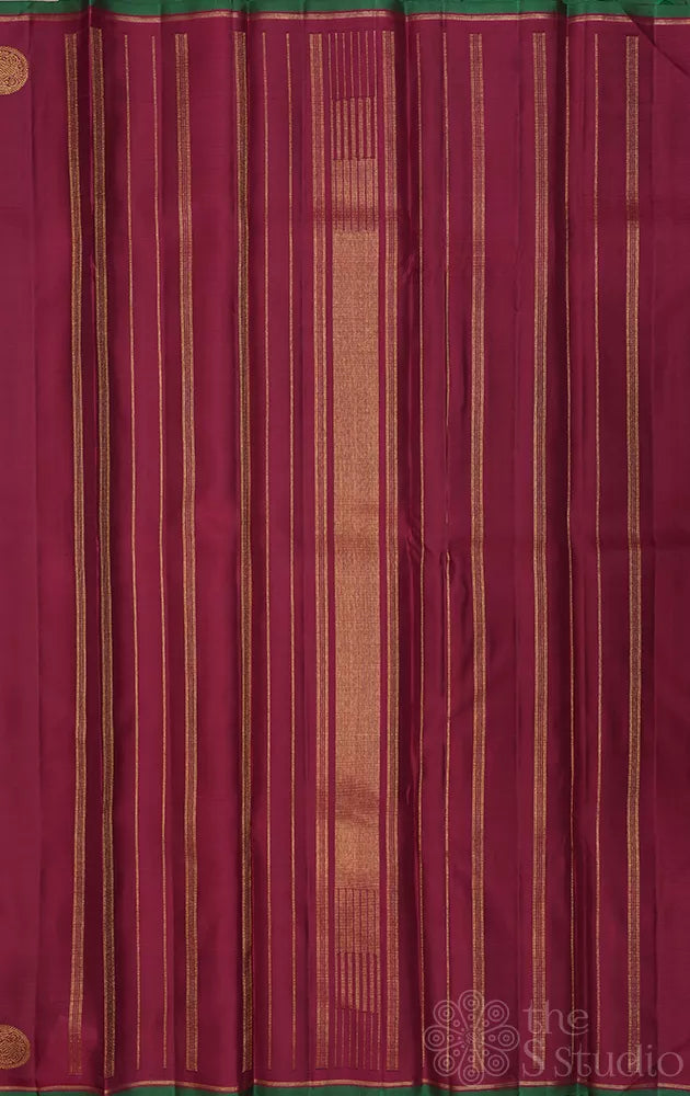 Maroon kanjivaram saree with border buttas