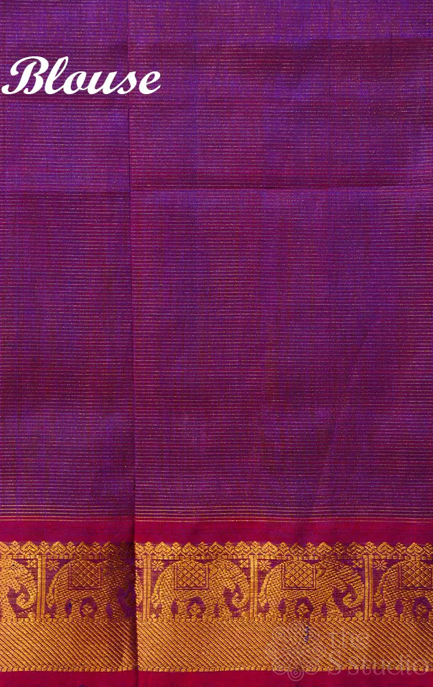 Purple vairaoosi handloom silk cotton saree with zari buttas
