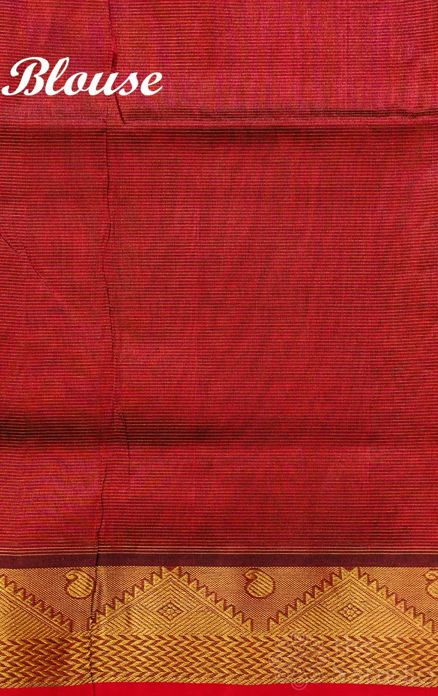 Maroon vairaoosi handloom kanchipuram silk cotton saree with zari rich border